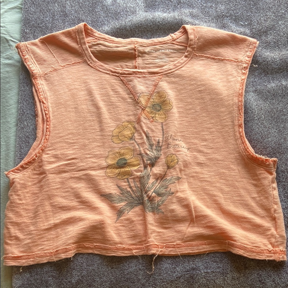 American Eagle Outfitters Orange Sleeveless Muscle Tee